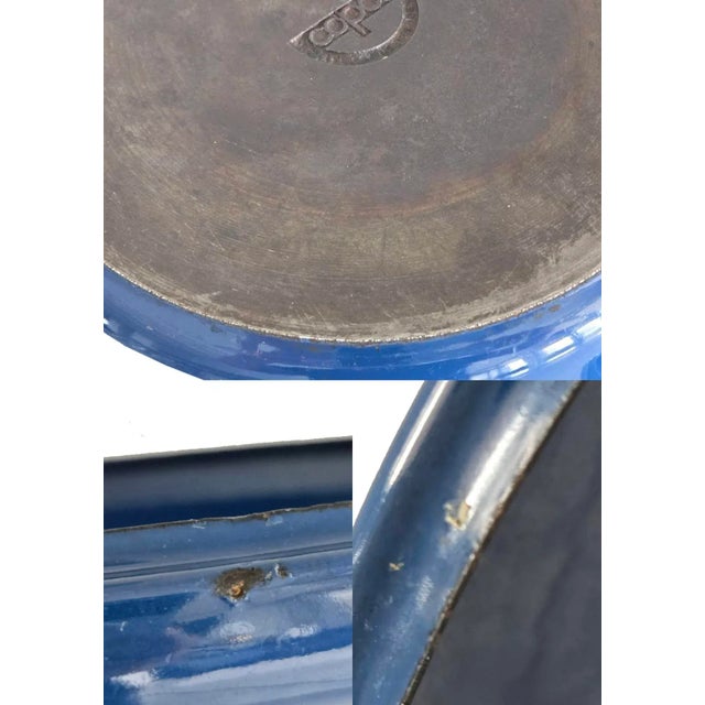 1960s Copco Blue Enamel on Cast Iron Skillet With Lid Designed by Michael Lax, 2 Piece Set For Sale - Image 13 of 15