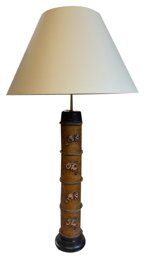 Arts and Crafts Living Room Lamp in Wallpaper Roll with Lampshade, France, 1900s