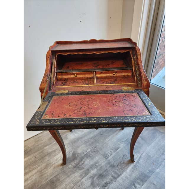 Late 20th Century Louis XV Leather Wrapped Ladies Desk by Theodore Alexander For Sale - Image 10 of 15