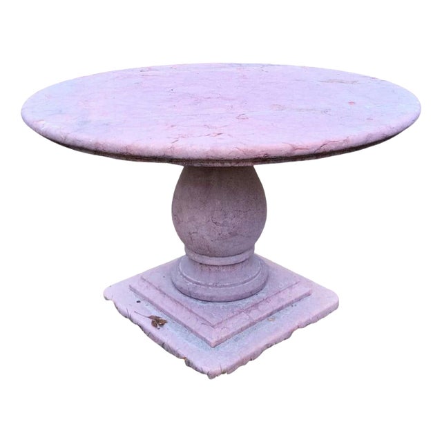 Round Table in Red Verona Marble with Square Base, Early 19th Century For Sale