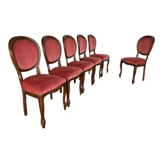 Vintage French Louis XV Medallion Back Side Dining Chairs - Set of 6 For Sale
