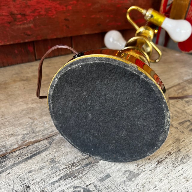 Vintage Brass Table Lamp With Dual Bulb Sockets & Pull Chains For Sale - Image 10 of 14