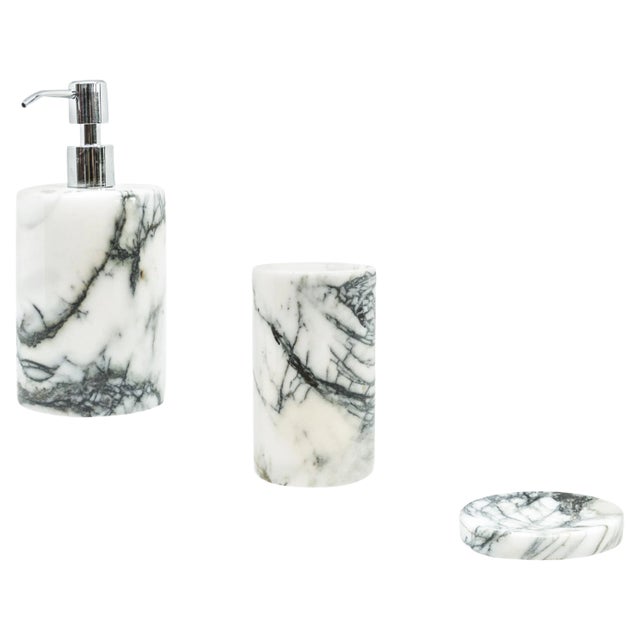 Rounded Set for Bathroom in Paonazzo Marble, Set of 3 For Sale