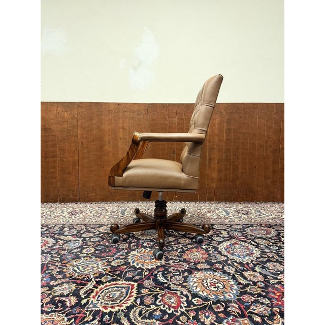 English Brown Chesterfield Office Chair For Sale - Image 3 of 8
