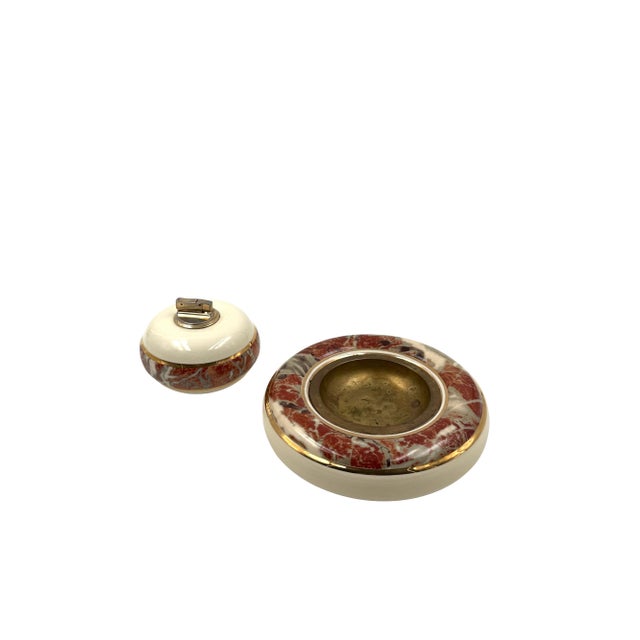 Tommaso Barbi Tommaso Barbi, Table Top Smoking Set, Ceramic Ashtray and Table Lighter, B Ceramiche Italy 1970 For Sale - Image 4 of 11