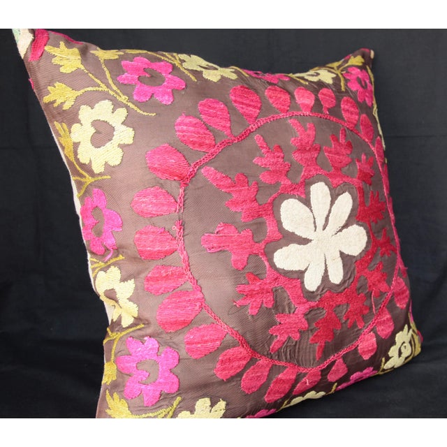 Contemporary Needle Work Suzani Pillow Cover For Sale In Tampa - Image 6 of 10
