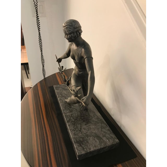 Early 20th Century French Art Deco Female Sculpture on Marble For Sale - Image 5 of 13