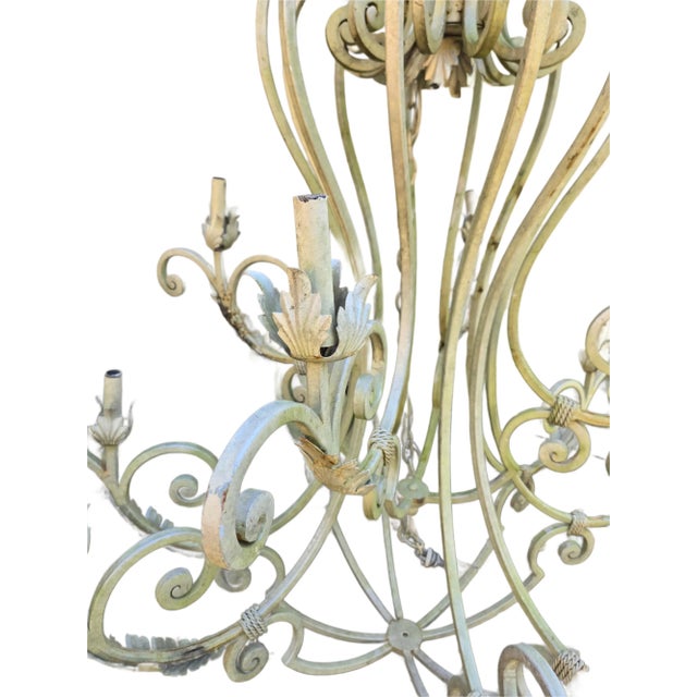Wrought Iron Chadelier 12 Lights For Sale In New York - Image 6 of 12