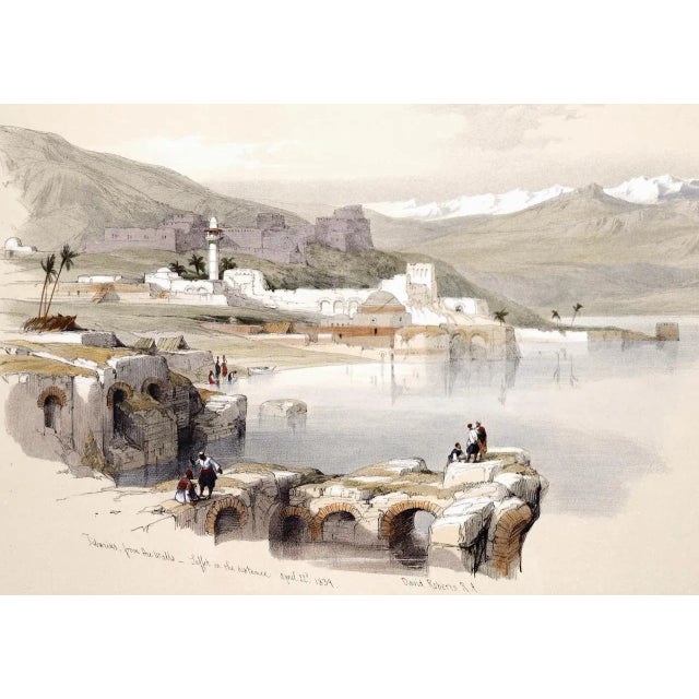 Realism Tiberias From the Walls: David Roberts ' 19th Century Hand-Colored Lithograph, 1842 For Sale - Image 3 of 4