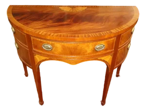 Baker Furniture Inlaid Mahogany Federal Style Demilune Sideboard Buffet Server