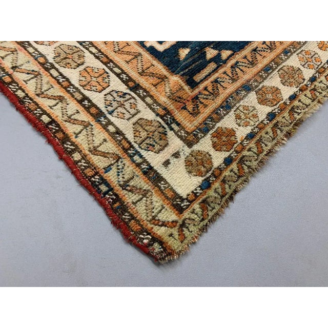 Vintage Blue & Rust Dagestan Kazak Rug For Sale - Image 6 of 9