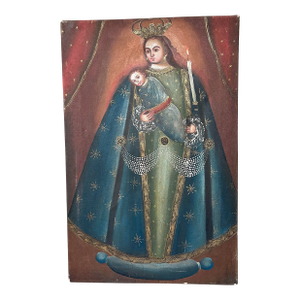 20th Century Virgin Mary & Christ Child Oil on Canvas