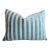 French Turquoise Velvet Striped Feather/Down Pillow 23" X 17" For Sale