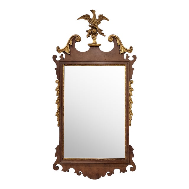Friedman Brothers Chippendale Style Mahagony Mirror With Eagle Crest For Sale