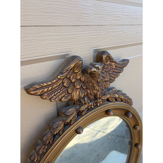 American Federal Giltwood Eagle Bullseye Convex Mirror For Sale - Image 4 of 14