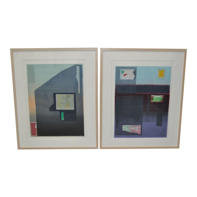 Lithographs "California & Osaka" by Listed Artist Robert Inman 20th C. - a Pair For Sale