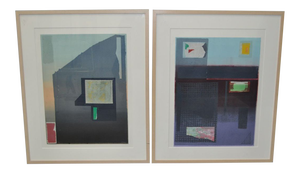 Lithographs "California & Osaka" by Listed Artist Robert Inman 20th C. - a Pair