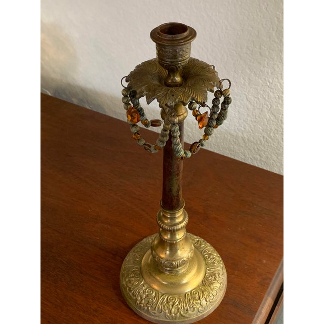 Tall Vintage Neoclassical Brass Candlesticks ~ a Pair For Sale - Image 4 of 6