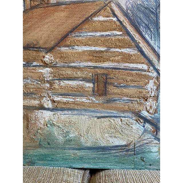 Wood Circa 1974 Cabin House Portrait Mixed-Media Painting by Outsider Artist Jimmy Lee Sudduth For Sale - Image 7 of 13