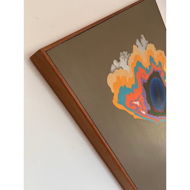1960s Vintage Original Framed Abstract Psychedelic Pop Art Acrylic Painting For Sale - Image 5 of 9