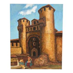 1970s "Gypsies at the Gate" – Original Oil on Canvas by Steve LeBailly