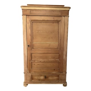 French Country Armoire in Stripped Pine, 19th Century For Sale