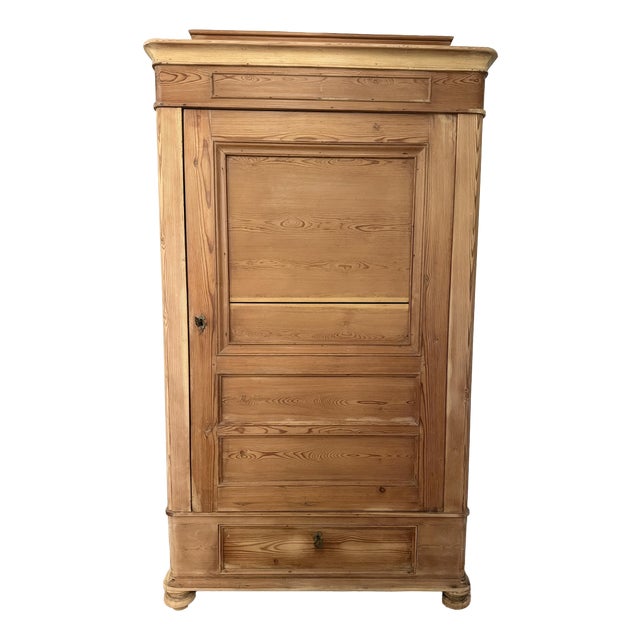 French Country Armoire in Stripped Pine, 19th Century For Sale