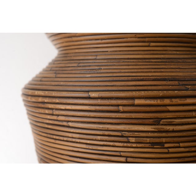 Brown Vintage Boho Gabriella Crespi Style Pencil Reed Rattan Floor Vase For Sale - Image 8 of 12