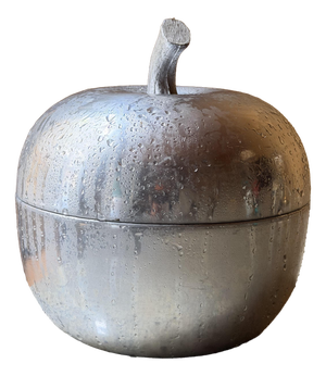 Mid-Century Modern Italian Aluminum Apple Ice Bucket with Textured Stem, 1960s