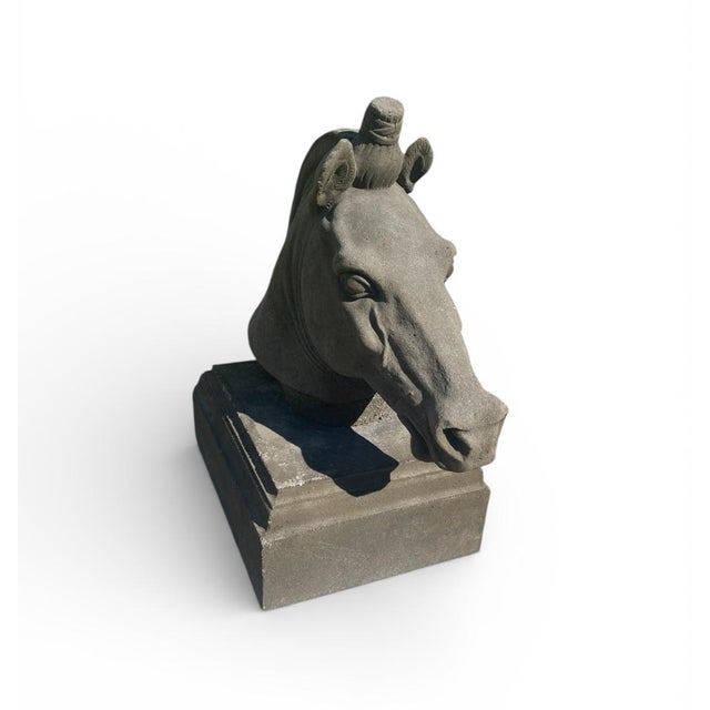 Pair of Vintage-Style Neoclassical Cast Stone Horse Head For Sale In West Palm - Image 6 of 8