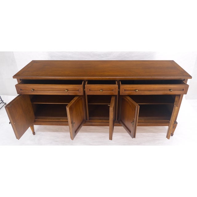 Fine Mid Century Light Walnut 5 Doors 3 Drawers Credenza Dresser Sideboard MINT For Sale - Image 11 of 13