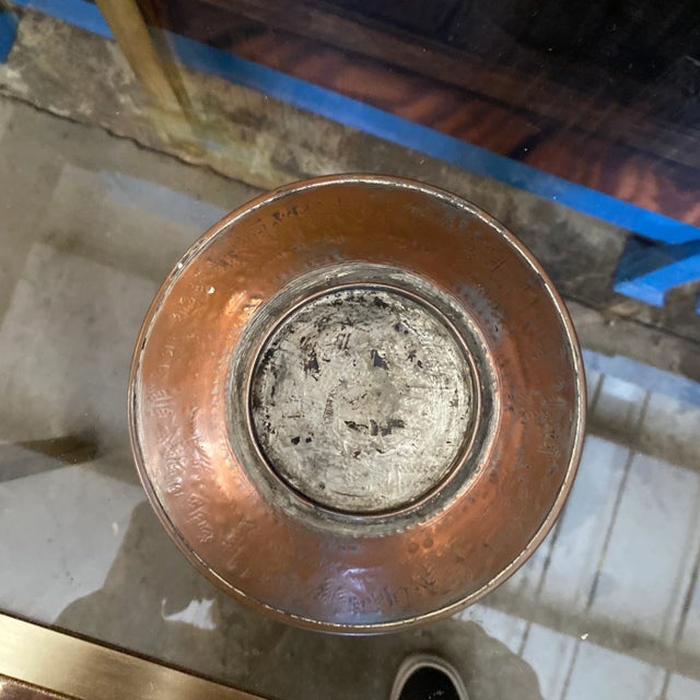 Metal Antique Brass Engraved Decorative Plate For Sale - Image 7 of 8