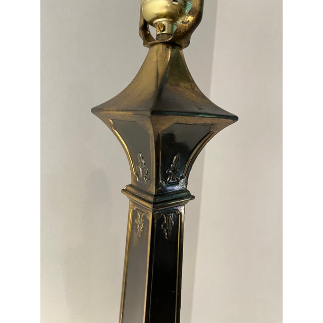 Late 20th Century Tall Late 20th Century Neoclassical Accented Brass Lamp For Sale - Image 5 of 9