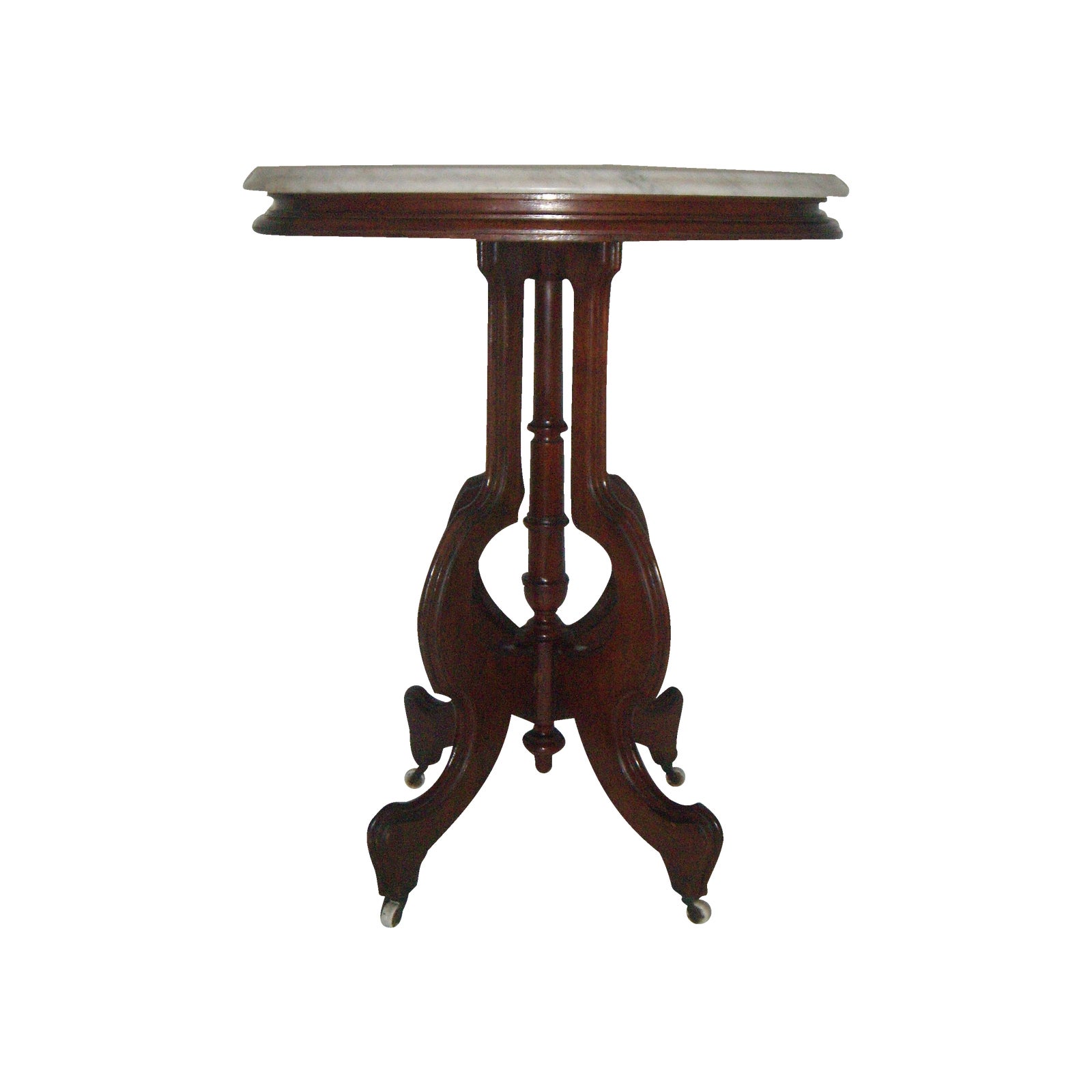 Victorian Marble Top Oval Side Table on Casters Chairish