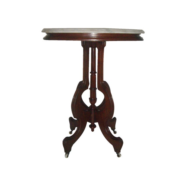 Victorian Marble Top Oval Side Table on Casters Chairish