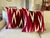Rich ruby and plum zigzag ikat on Italian cotton velvet brings bold geometric energy to this pair of custom 22-inch...