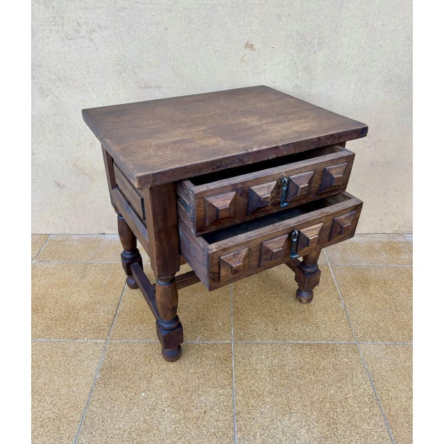 Wood Spanish Baroque Style Walnut Side Table, 1950 For Sale - Image 7 of 11