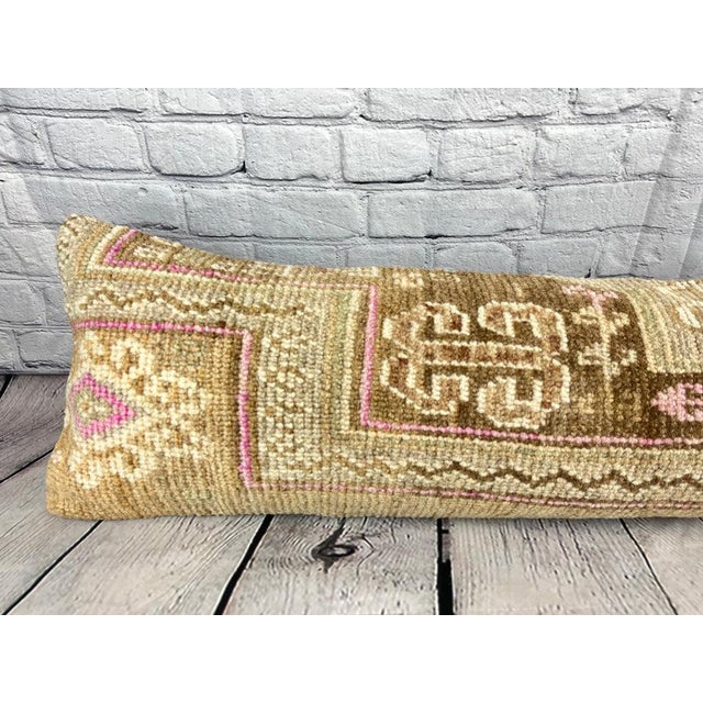 1960s 12 x 46 Lumbar Rug Pillow Turkish Tapestry Turkish Pillow Cushion Cover For Sale - Image 5 of 7