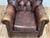Vintage Bernhardt Tufted Leather Writers Chair With Ottoman For Sale - Image 9 of 18