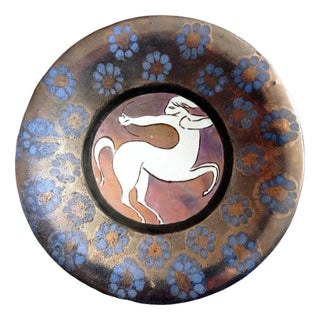 Art Deco Hand Painted Glazed Ceramic Plate with Centaur, 1920s-1930s For Sale