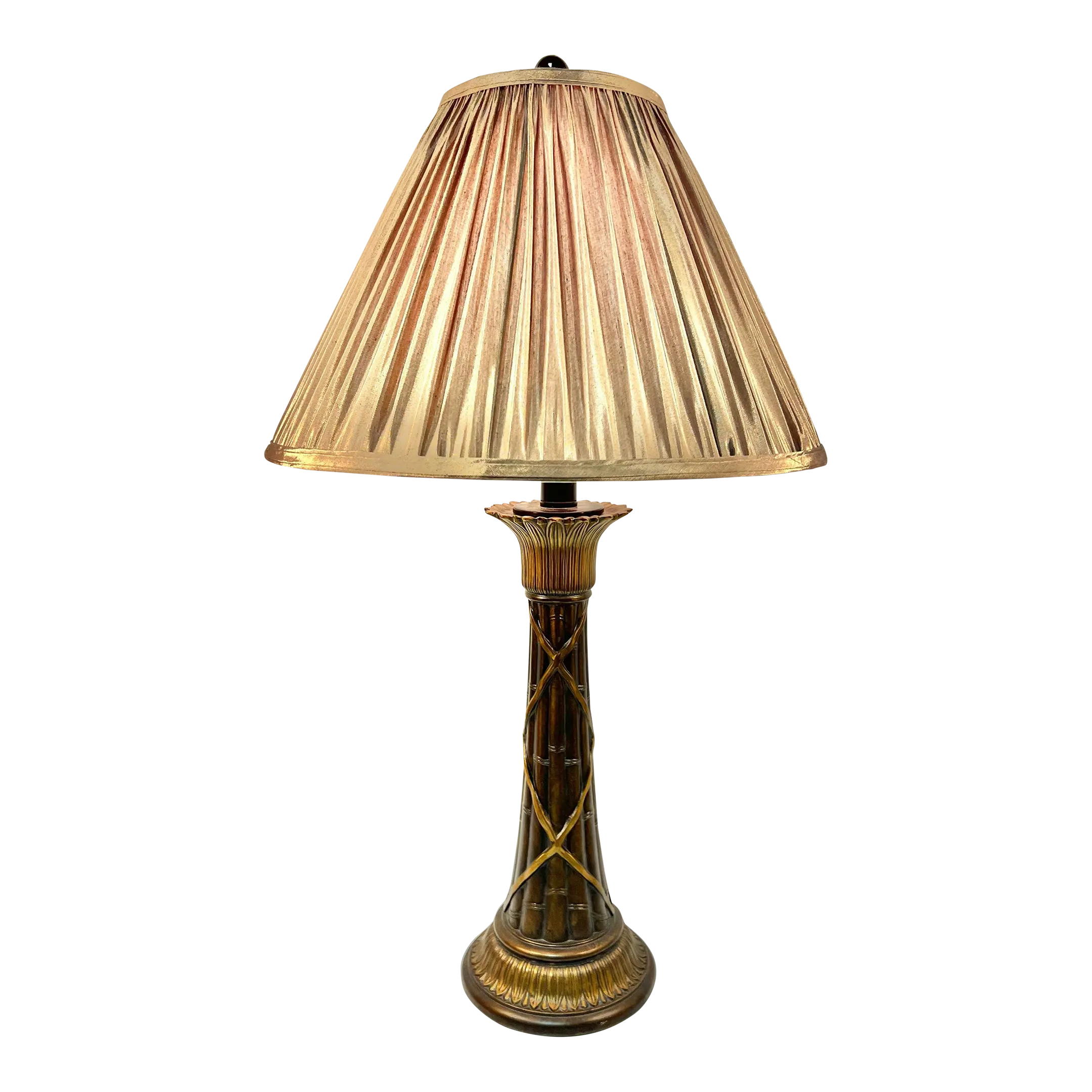 Vintage French Empire Neoclassical Faux Bamboo Tole Column Table