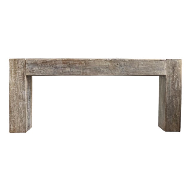 Rustic Salvaged Wood Beam Console Table For Sale