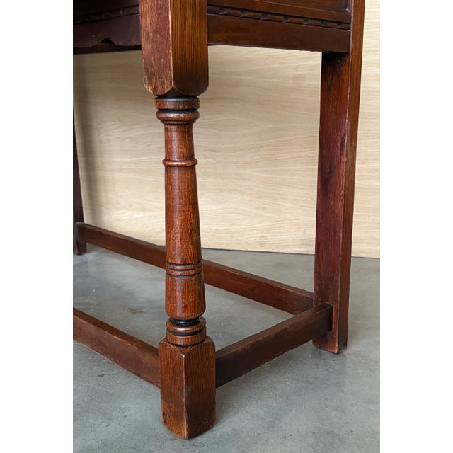 Spanish Country Walnut Sofa Table or Console Table with Carved Drawers, 1890s For Sale - Image 16 of 17