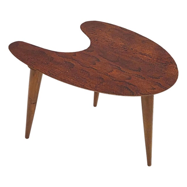 Vintage Tripod Side Table in Imitation Snake Skin, 1950s For Sale