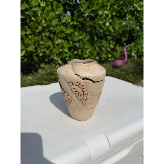 Vintage Signed Sculptural Studio Pottery Vase With Kokopelli Motif, 6” For Sale In Naples, FL - Image 6 of 10