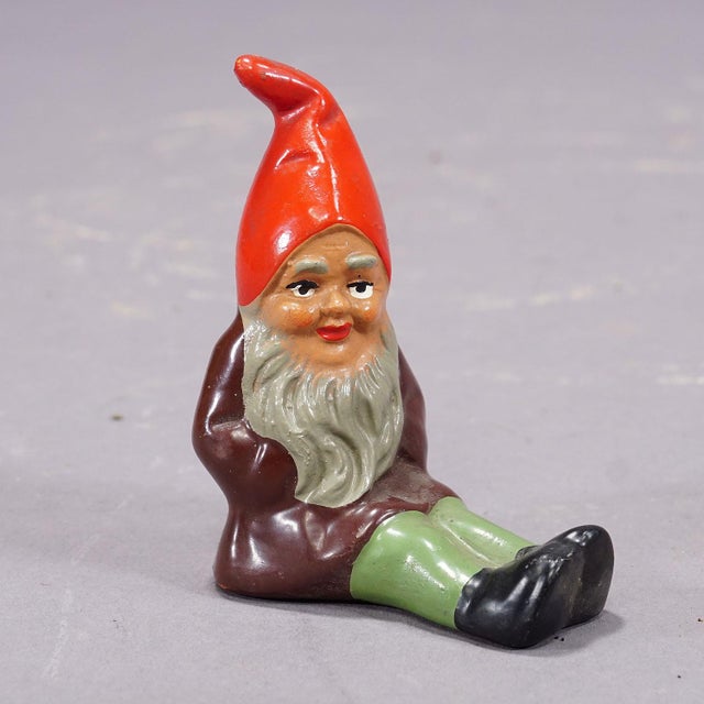 Ceramic Lot of Four Tiny Terracotta Garden Gnomes, Germany Ca. 1950s For Sale - Image 7 of 7