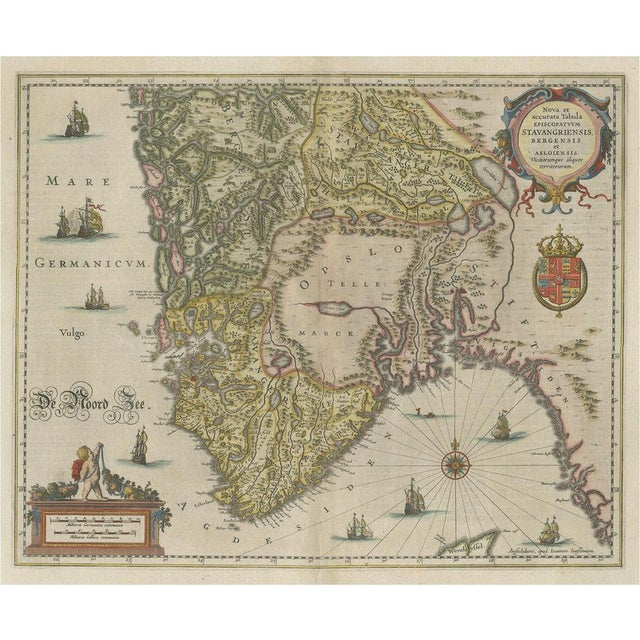 Map of the Southern Part of Norway, 1650 For Sale