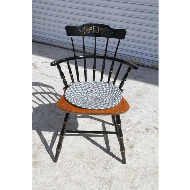 Early 20th Century Nichols and Stone Black Lacquered Hand Painted Windsor Chair For Sale In Houston - Image 6 of 12