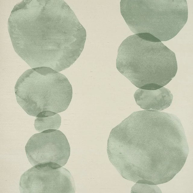 Schumacher X Backdrop Hyperion Sisal Wallpaper In Soft Green For Sale