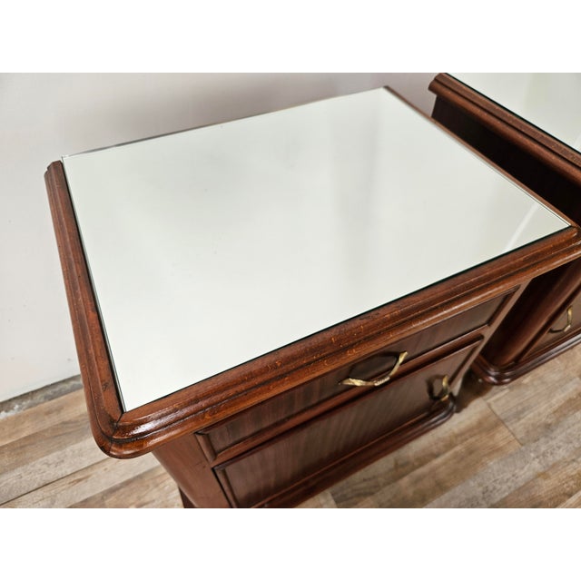 Art Deco Bedside Tables with Mirrored Top, 1950, Set of 2 For Sale - Image 6 of 17